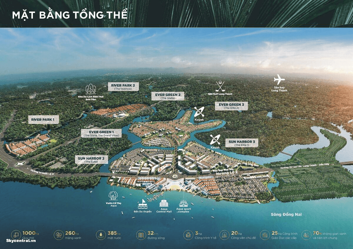 Mặt bằng tổng thể của dự án Aqua City Đồng Nai